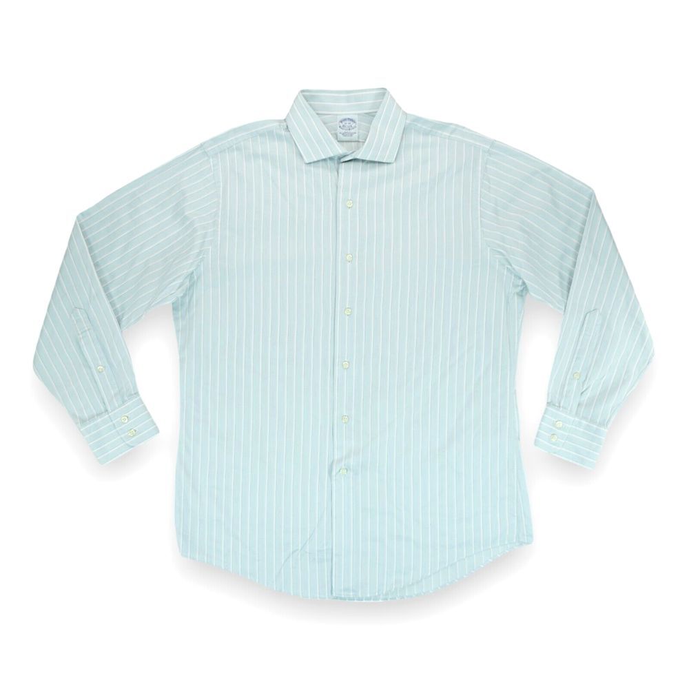Brooks Brothers Est 1818 Slim Fit Men's Striped Long Sleeve‎ Size 16-34 Gray